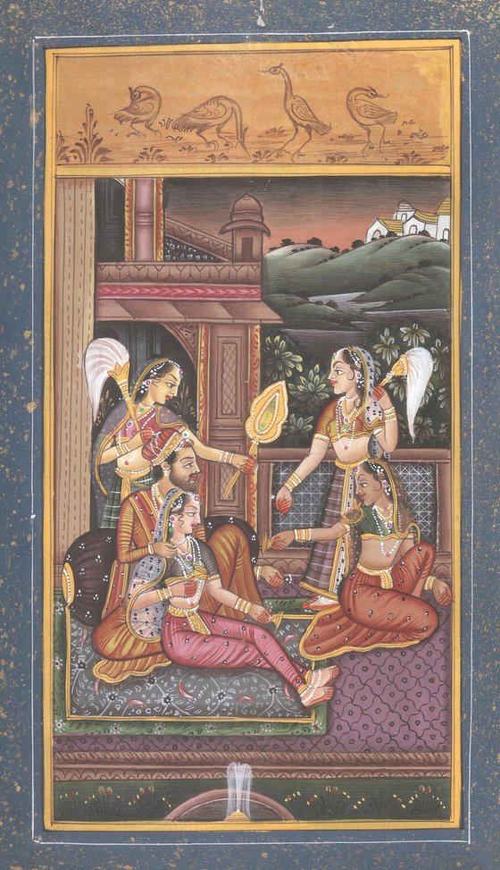 Mughal Love Scene Miniature Painting