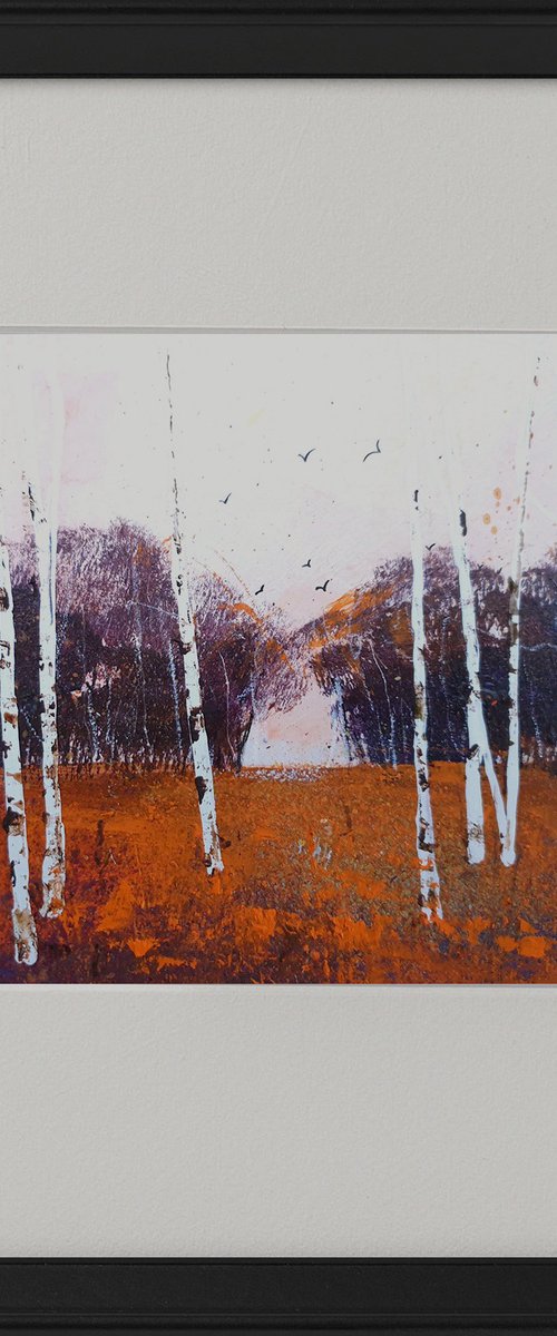 Seasons - Autumn Birches Coppice framed by Teresa Tanner