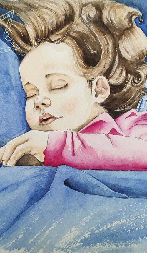 Sweet dreams #2... Mixed-media painting on paper. Original artwork by Svetlana Vorobyeva by Svetlana Vorobyeva