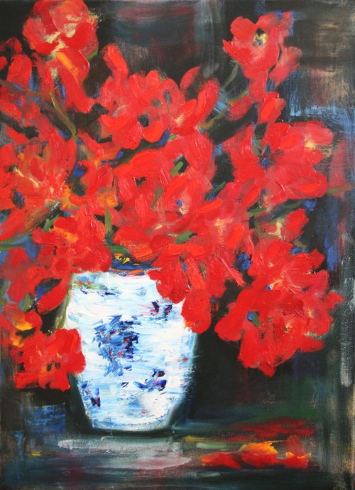 Red Bouquet /  ORIGINAL PAINTING by Salana Art Gallery