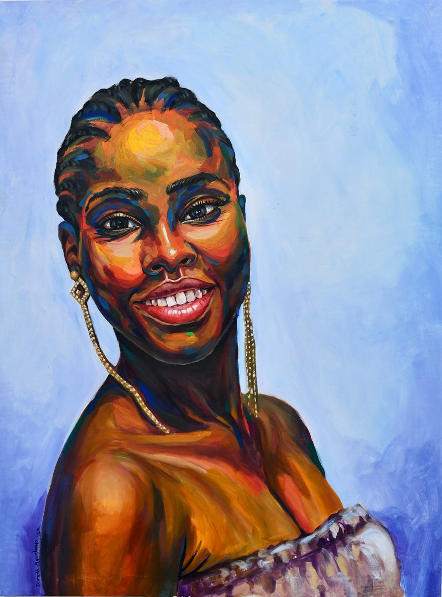 Expressive Portrait Acrylic Painting By Damola Ayegbayo, 36 X 48, Purpose Of Existence 11, Original Artwork