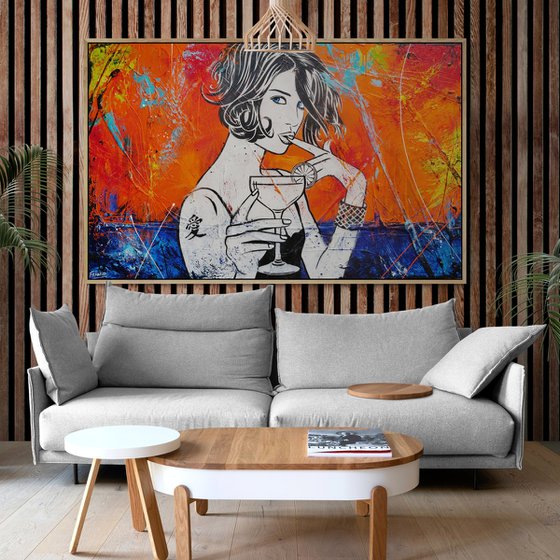 Sunset Cocktails 160cm x 100cm Textured Urban Pop Art