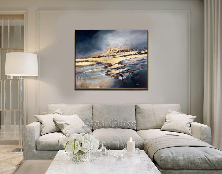 Gold Blue Navy Abstract Painting 40 Sky Abstrac Artfinder