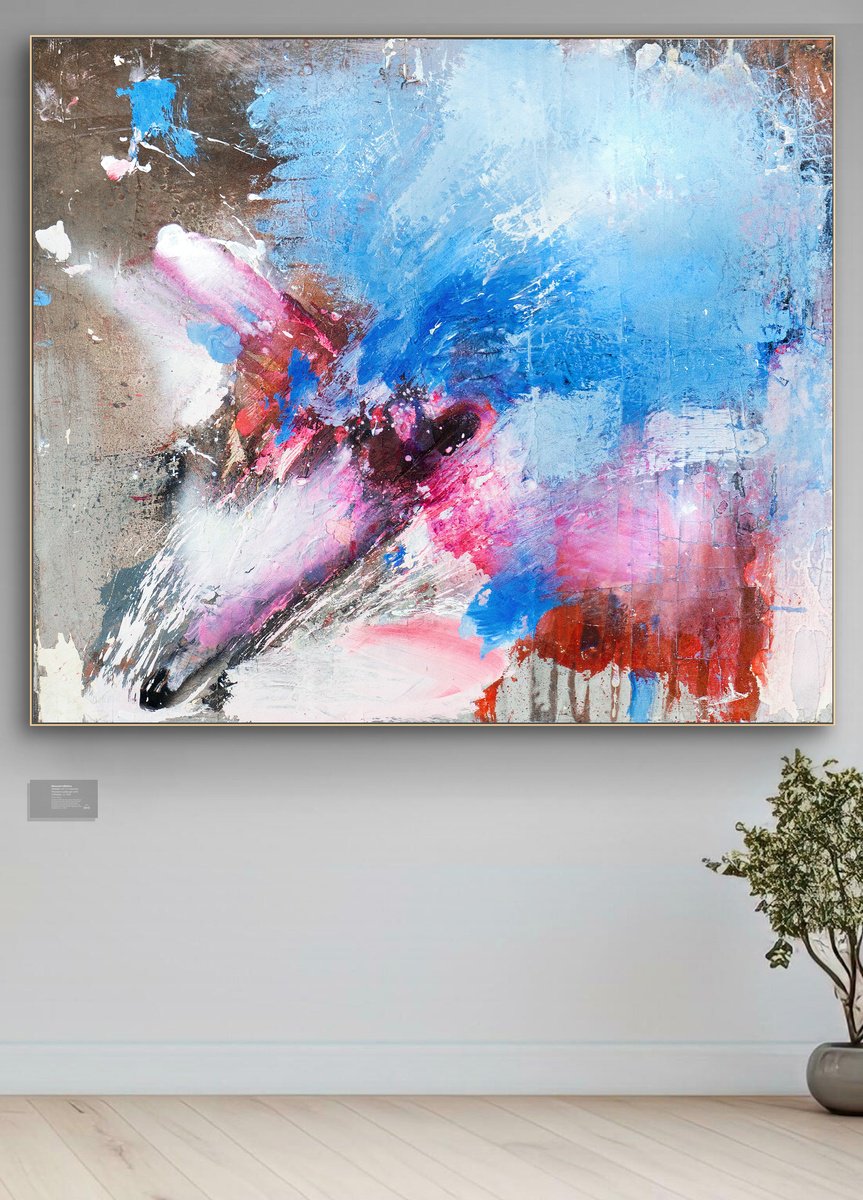 Organic Abstract Painting By Adriano Ribeiro, 28 X 24, River Scene, Original Artwork