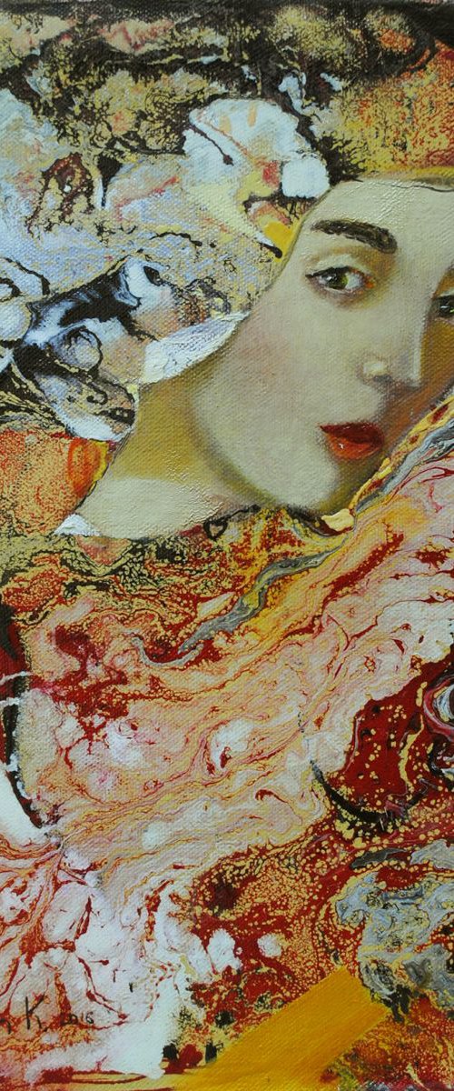 Abstract oil painting original signed girl woman about by artist girl by Kate Kulish