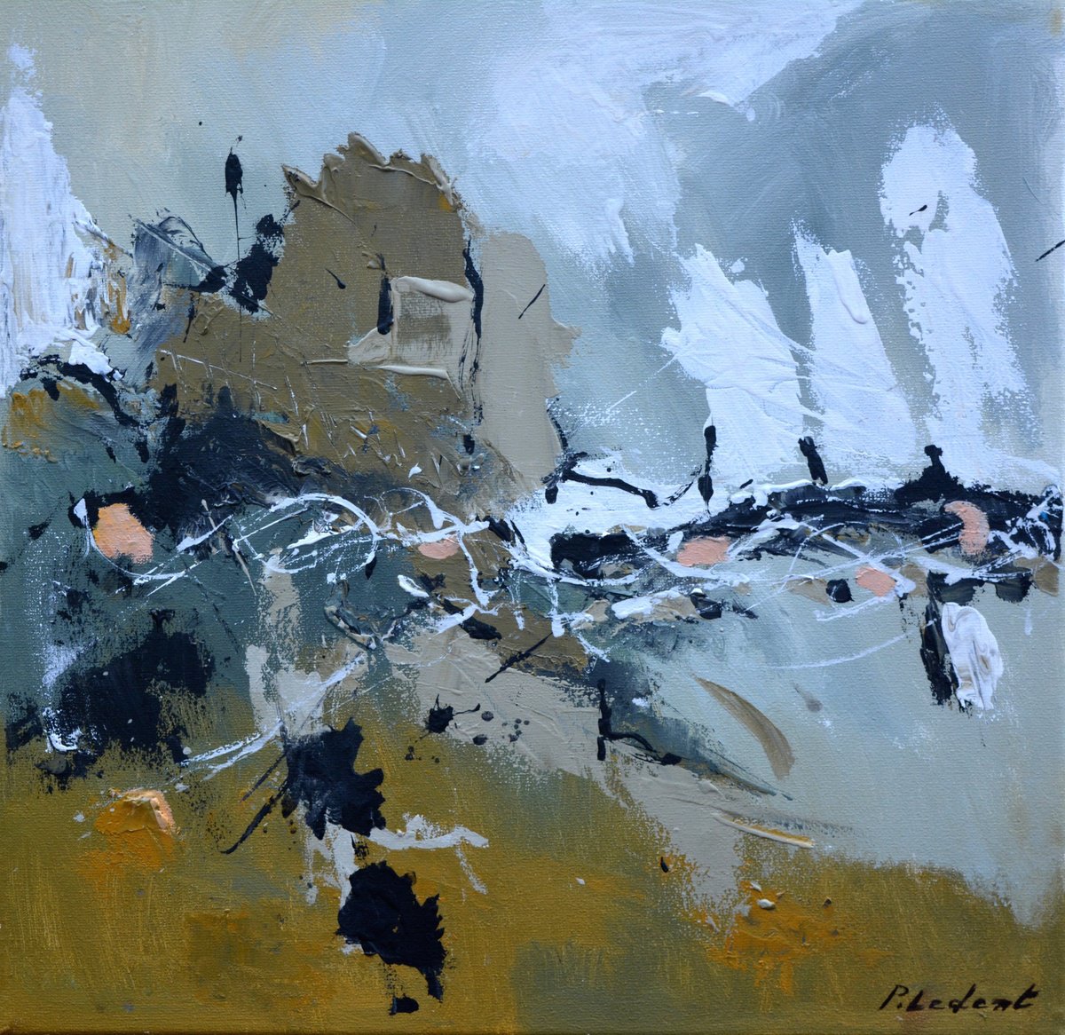 Abstract Oil Painting By Pol Henry Ledent, 16 X 16", Sailing, Original Artwork