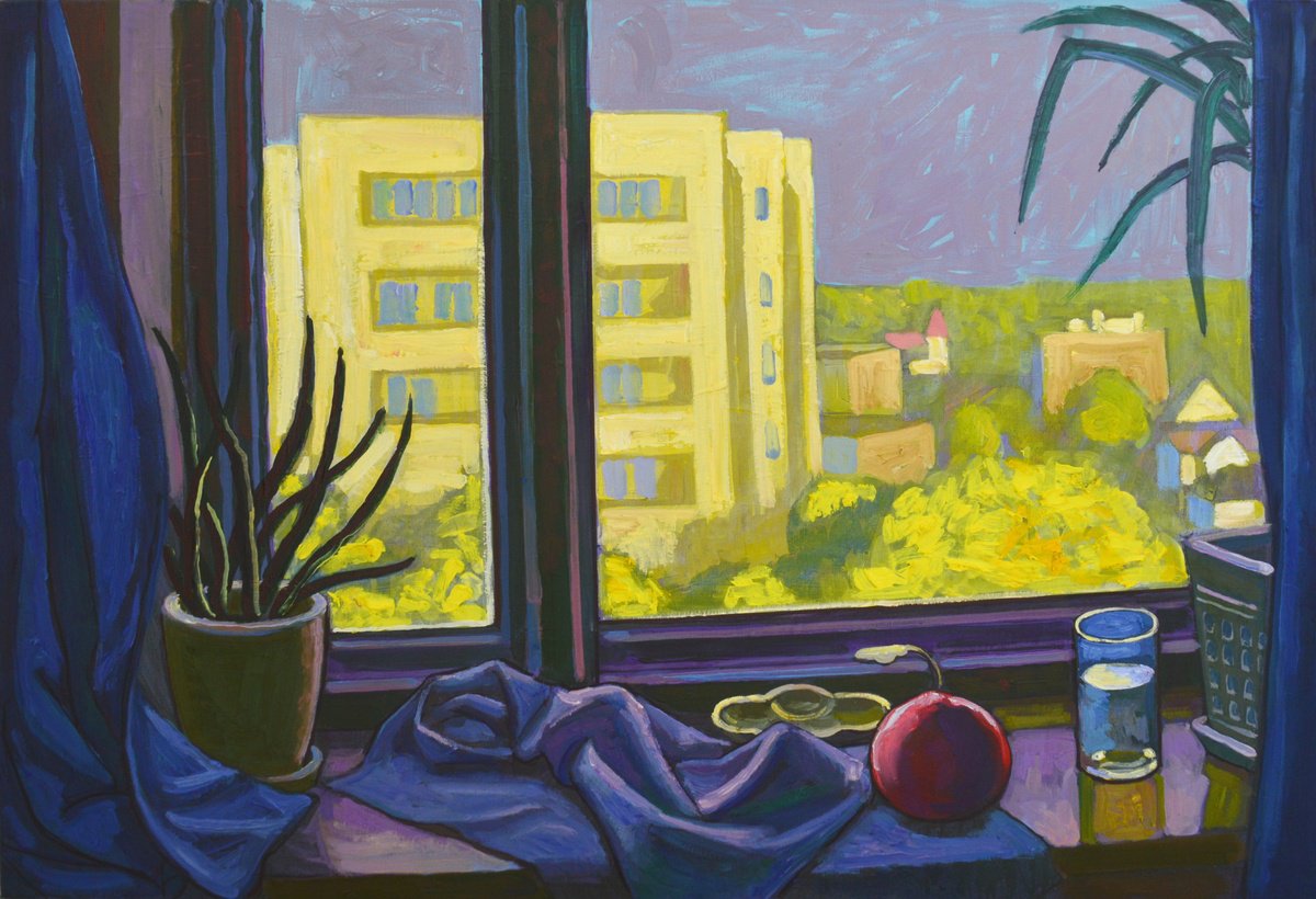 Impressionistic Still Life Oil Painting By Mykola Kozlovsky, 31 X 24", Morning. No.6, Original Artwork