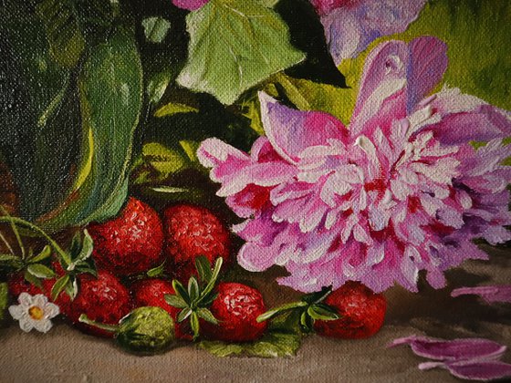 Peonies and Strawberries