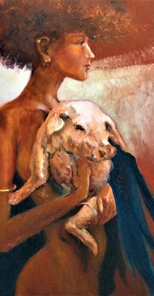Lady with Suckling Pig by Isabel Mahe