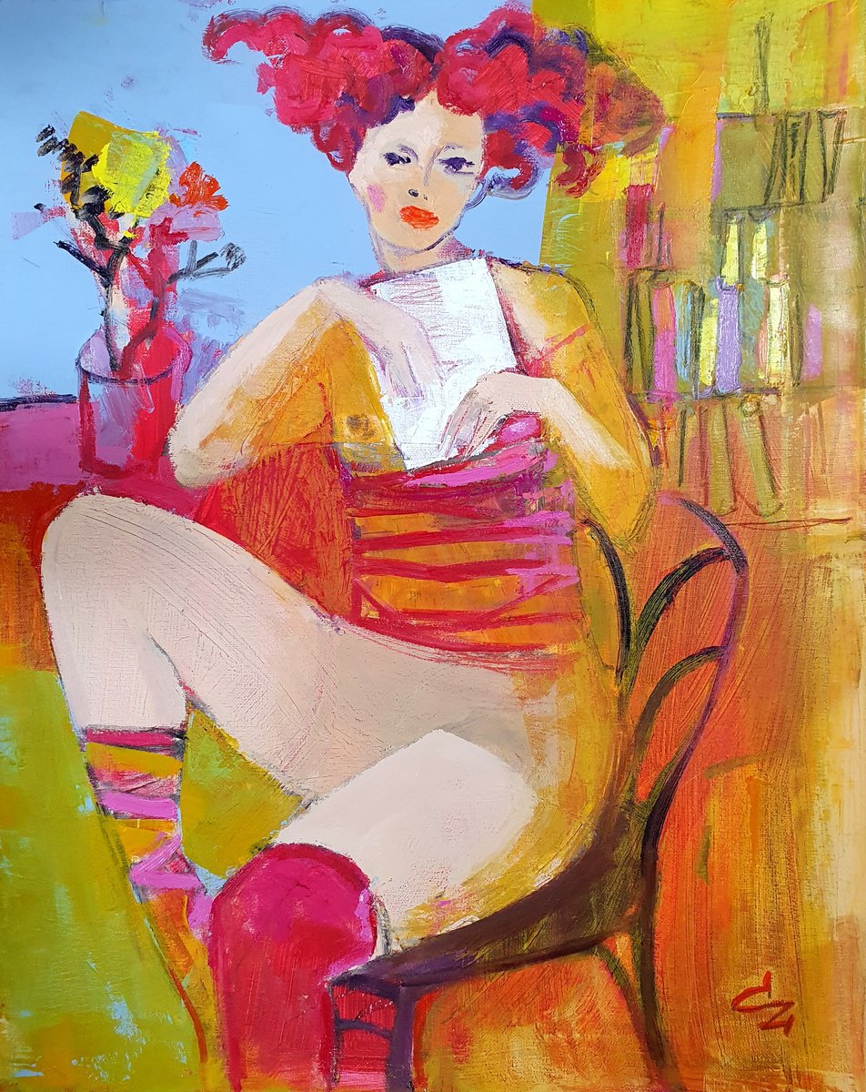 Impressionistic Portrait Oil Painting By Victoria Cozmolici, 16 X 20", Fake News, Original Artwork