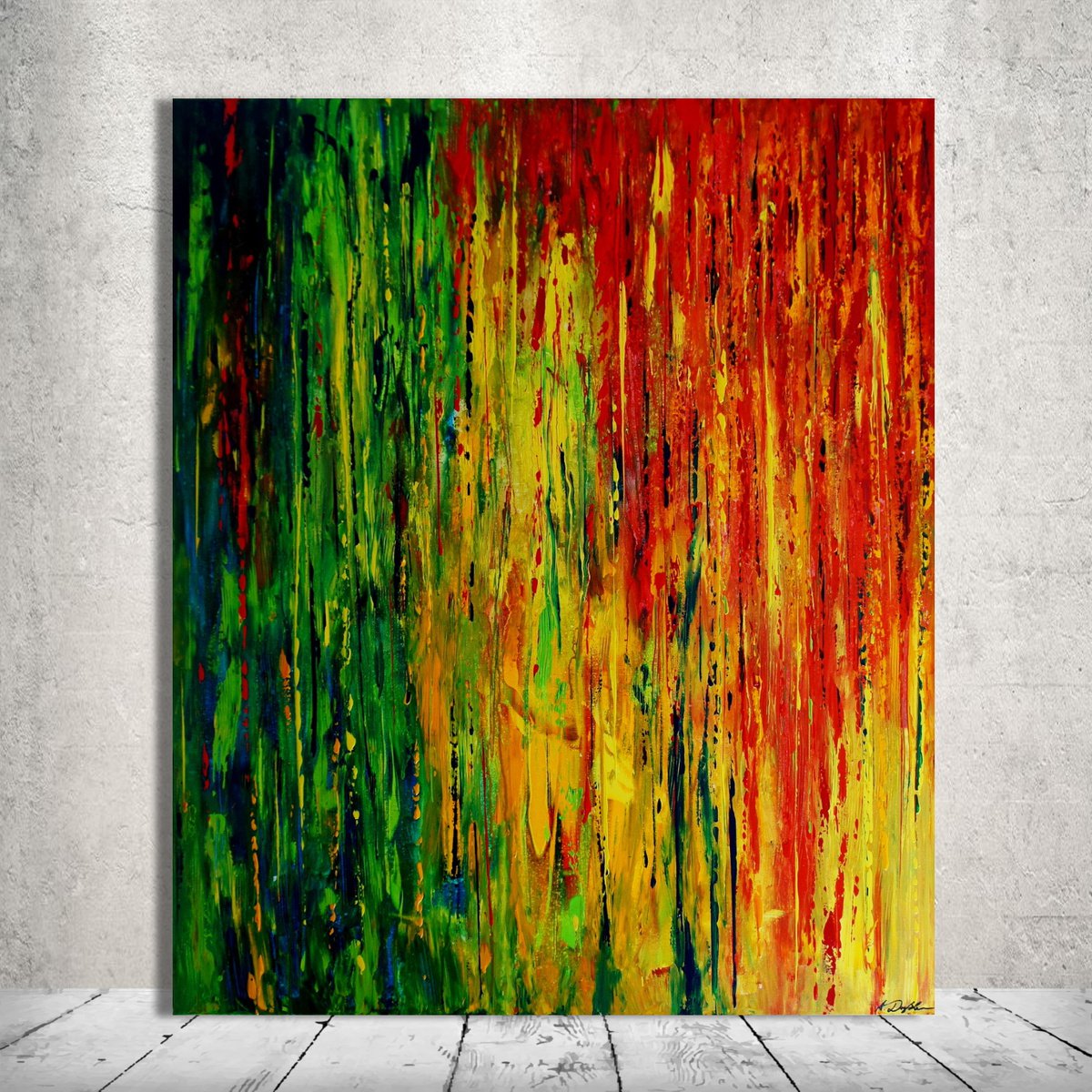 Rainbow Rain (100 x 120cm) (40 x 48 inches) XXL by Ansgar Dressler