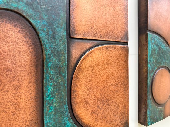 "Intervals " Copper Patina Wall Relief