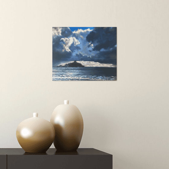 Dark skies over St Michael's Mount, Cornwall