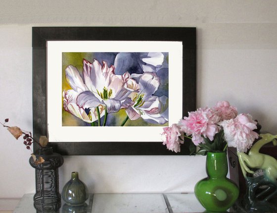 three tulips watercolor floral