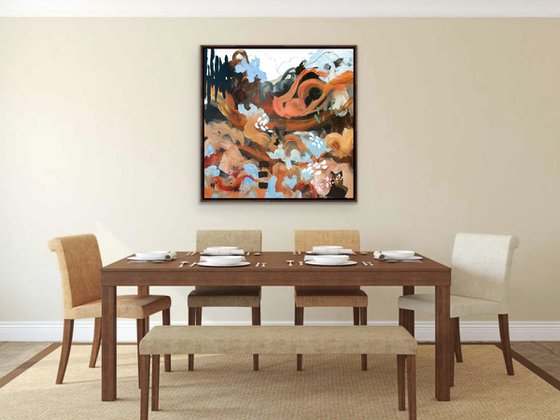 Dans le canyon - Original bold abstract landscape on canvas - Ready to hang