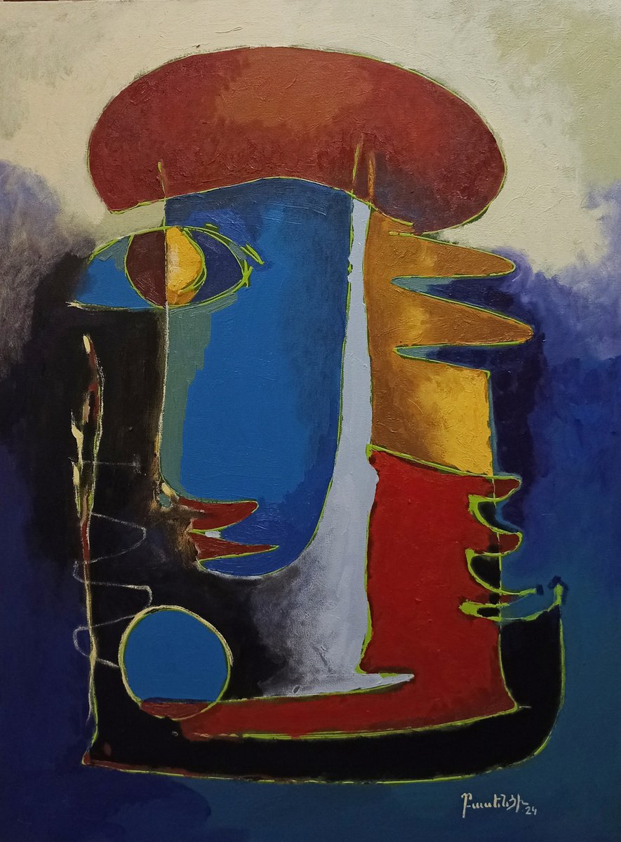 Abstract Oil Painting By Artyom Basenci, 24 X 31, Reflections Of Form, Original Artwork