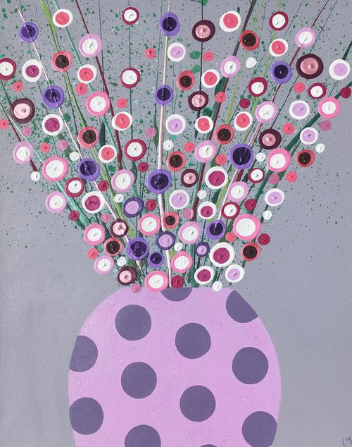 Blooms in Lilac Spot Vase by Louise MacIntosh-Watson