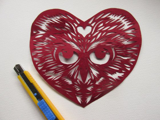 Valentine for the night owl ( paper cut)