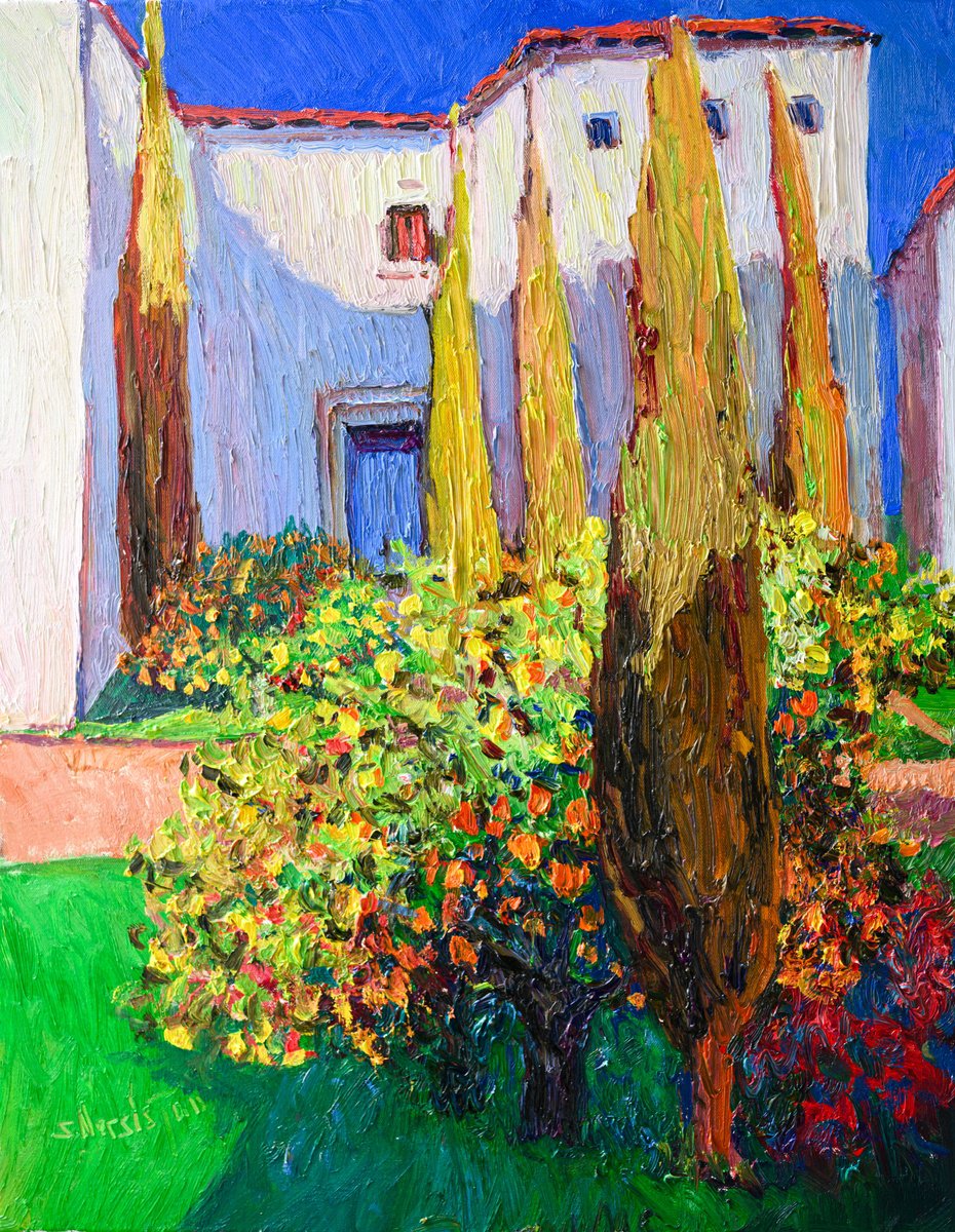 Backyard. Lemon and Cypress Trees by Suren Nersisyan