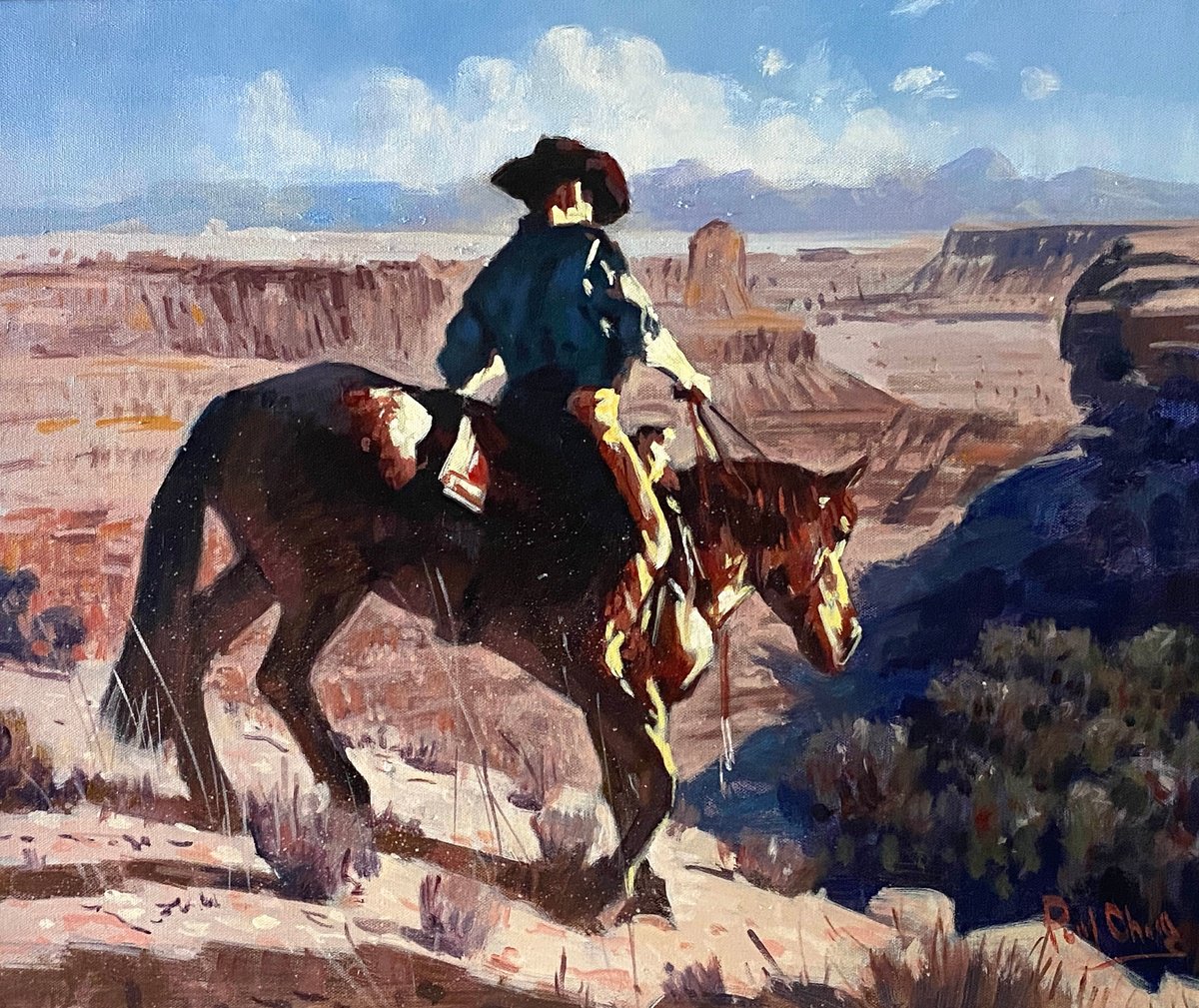  Cowboy And Canyon By Paul Cheng, 24 X 20, Artwork For Sale On Artfinder