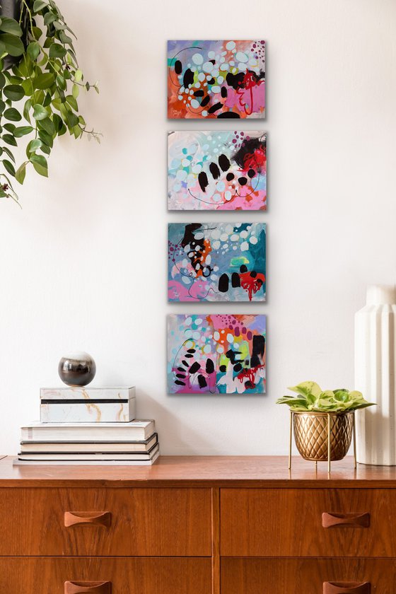 Myriade - Original small colourful abstract painting - Ready to hang