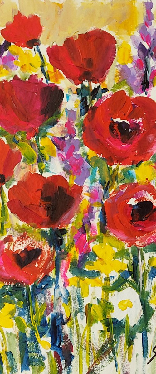 Poppies and daisies by Silvia Flores Vitiello