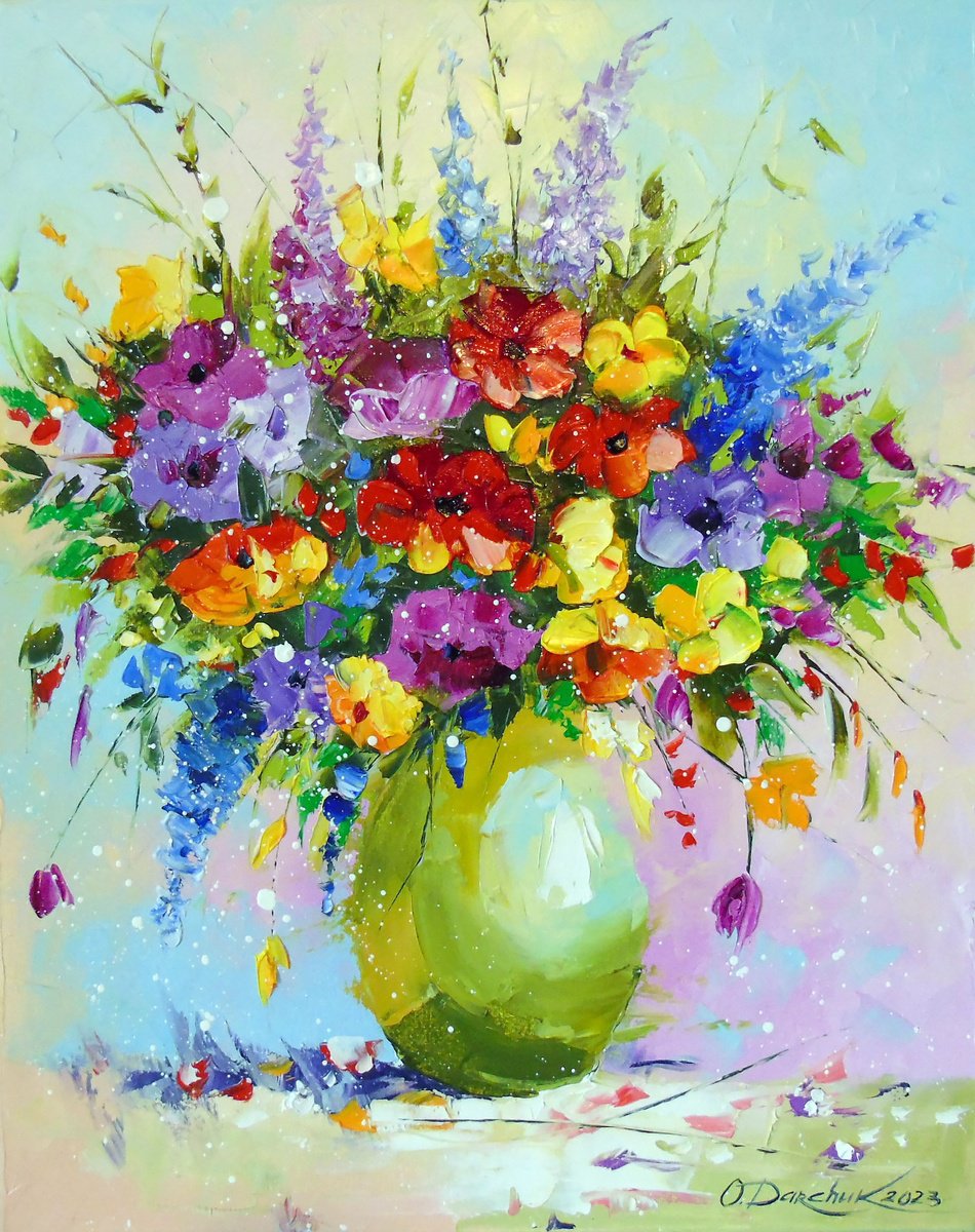 Bouquet of meadow flowers Oil painting: Olha Darchuk | Artfinder