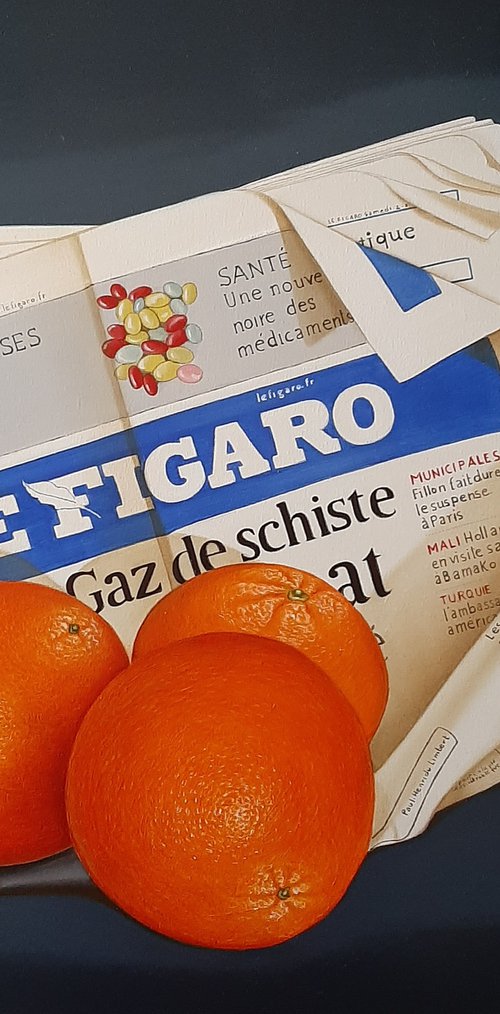 Le Figaro with oranges by olga formisano