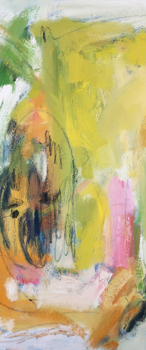 Oil painting Spring Abstraction Yellow Green by Anna Shchapova
