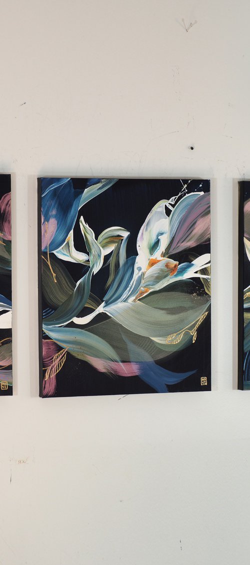 A Verdant Scene II Triptych by Novi Lim