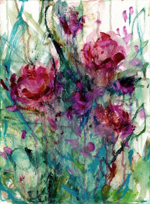 Floral Lullaby 36 - Flower Oil Painting by Kathy Morton Stanion by Kathy Morton Stanion
