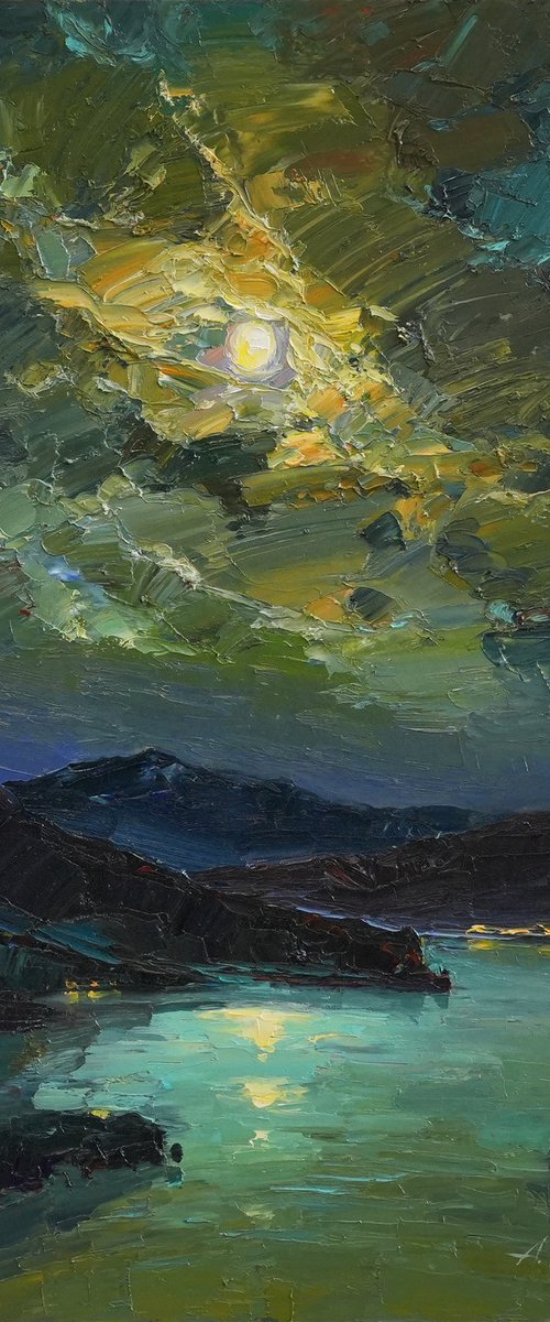Moon night landscape by Alisa Onipchenko-Cherniakovska