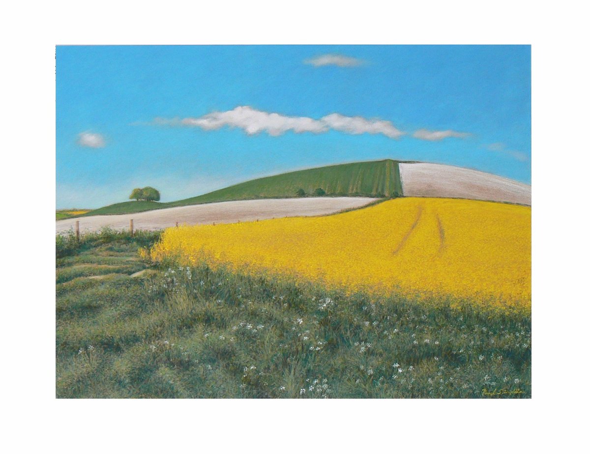 Landscape Painting By Paul Simpkins, 24 X 20", Avebury Downs, Original Artwork