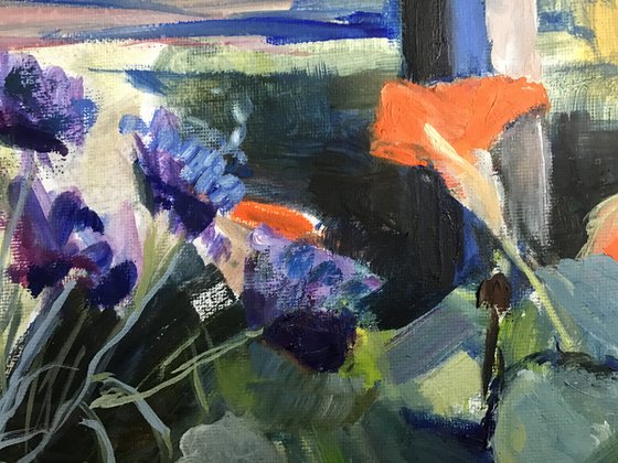 Cornflower, Nasturtium, Poppy
