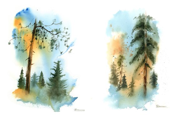 Coniferous forest - Diptych
