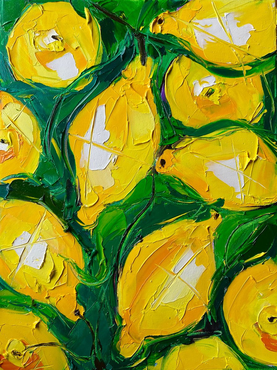 Expressive Oil Painting , Lemon Song By Lina Redford, 12 X 16, Artwork For Sale On Artfinder