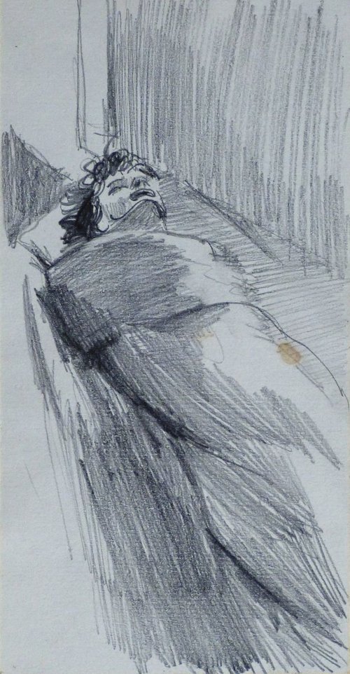 Woman in Bed, 11x21 cm by Frederic Belaubre