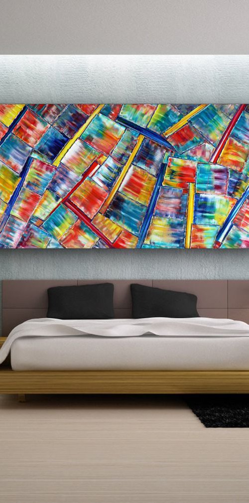 "Divide And Conquer" - 20% OFF For A Limited Time -72 x 36 inch, 183 x 92 cm Xt Large Abstract Oil Painting On Canvas by Preston M. Smith (PMS)
