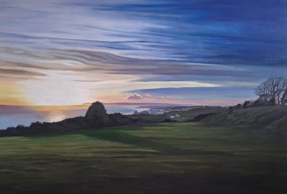 Oil Painting , East Hill, Dusk By Lisa Punter, 35 X 24, Artwork For Sale On Artfinder