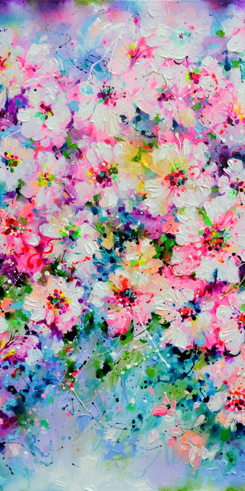 Pink Cherry Tree Flowers - Sakura Colorful Blossom by Soos Roxana Gabriela