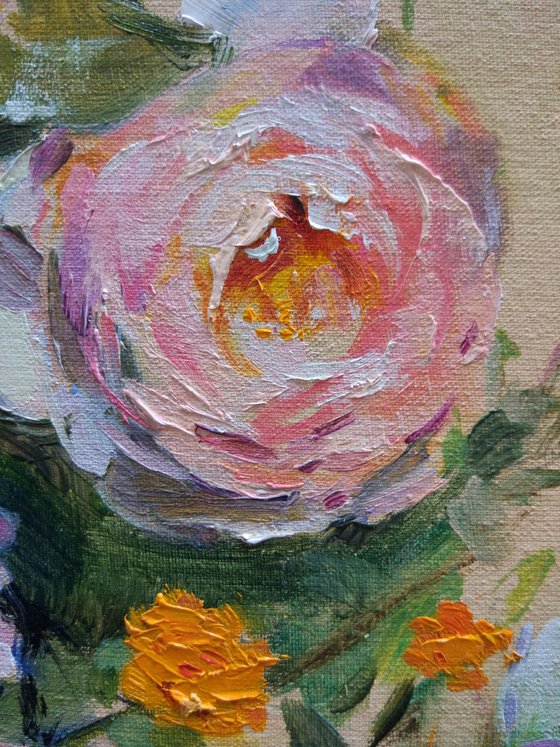 Enchanted by the rose. Original oil painting