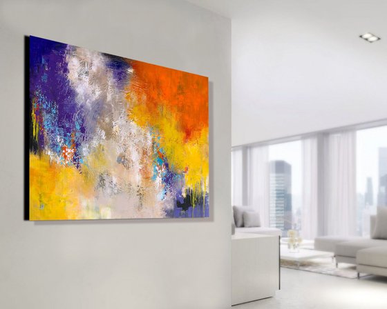 Running Free - XL LARGE,  TEXTURED ABSTRACT ART – EXPRESSIONS OF ENERGY AND LIGHT. READY TO HANG!