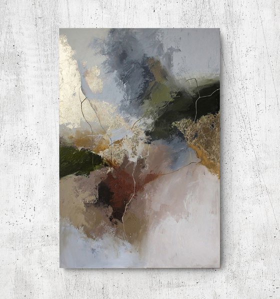 "Green Rime" Abstract dark green acrylic art