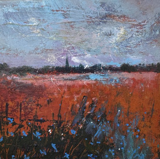 Distant Church Warm Fields
