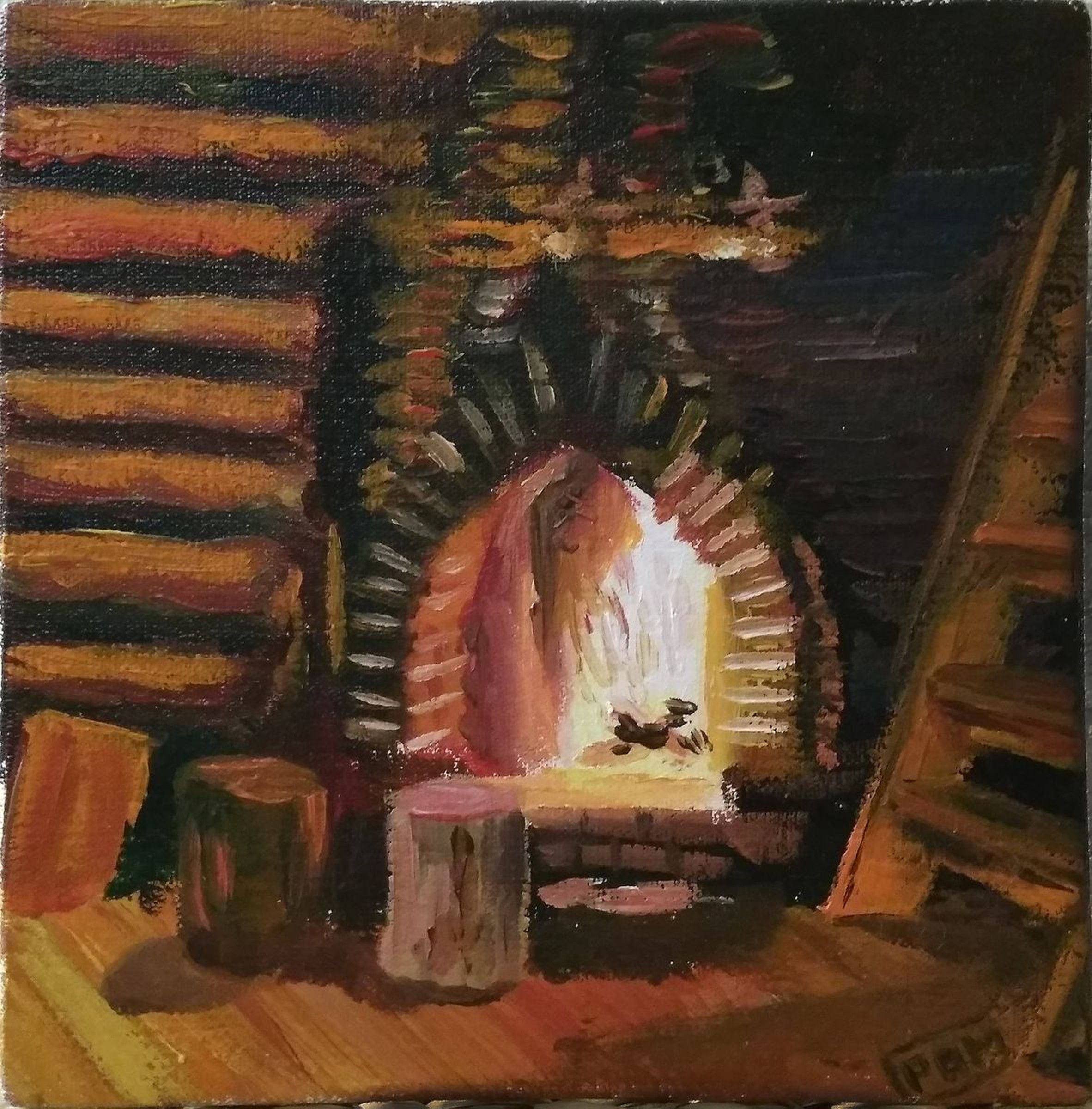 Fireplace Oil Painting By Alexander Gromovoi Artfinder