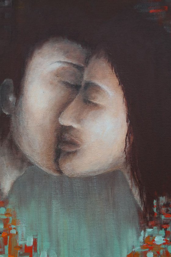 Digital Kiss - Klimt inspired painting of "Kiss"