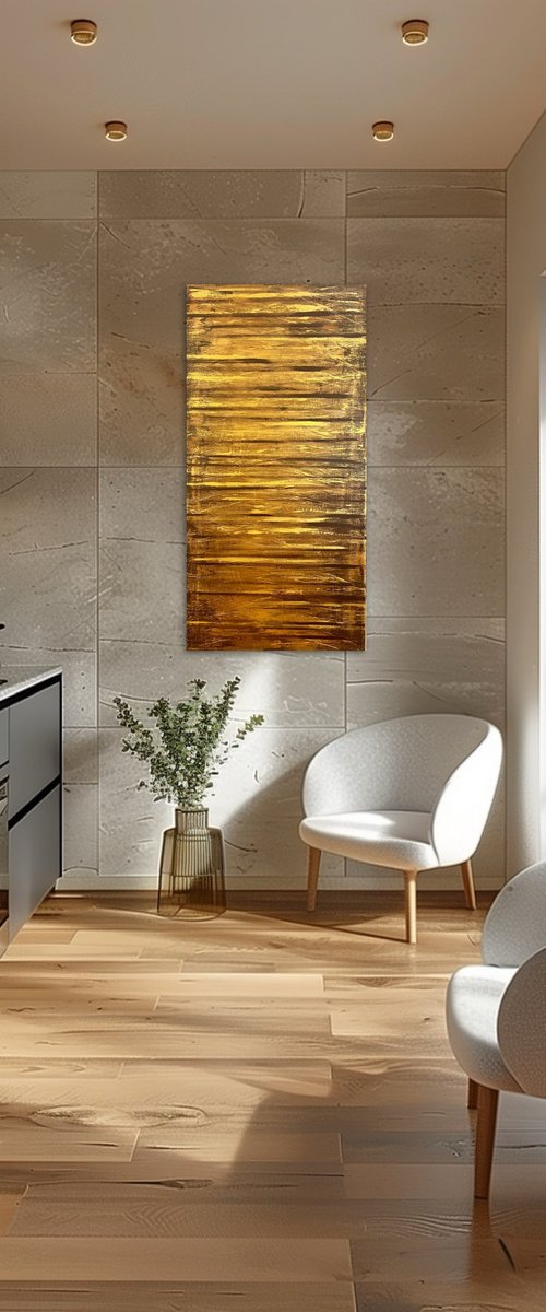 Golden Fire 50x100x2 cm by Exclusive Arts