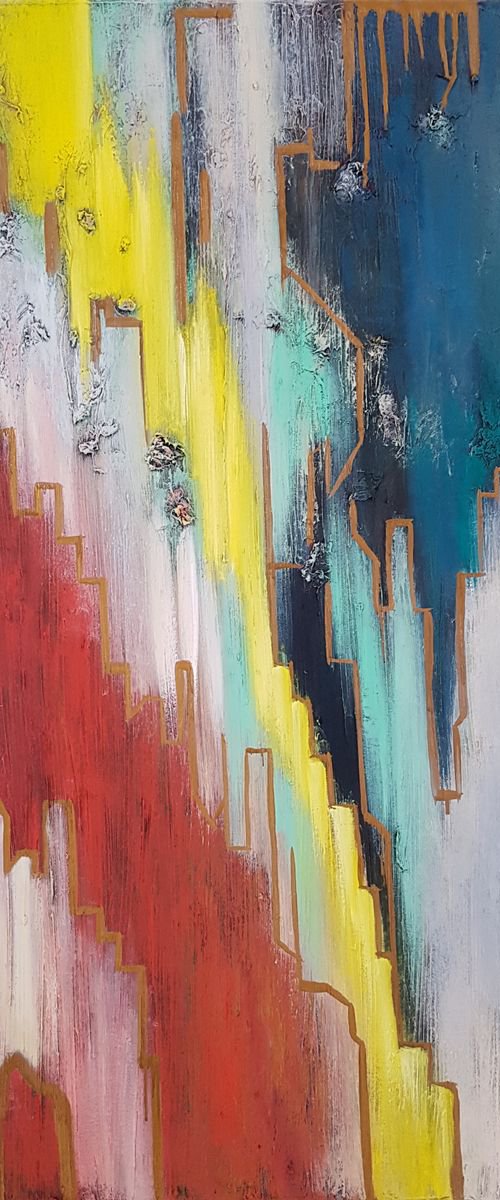 Abstract Cityscape painting by Larissa Uvarova