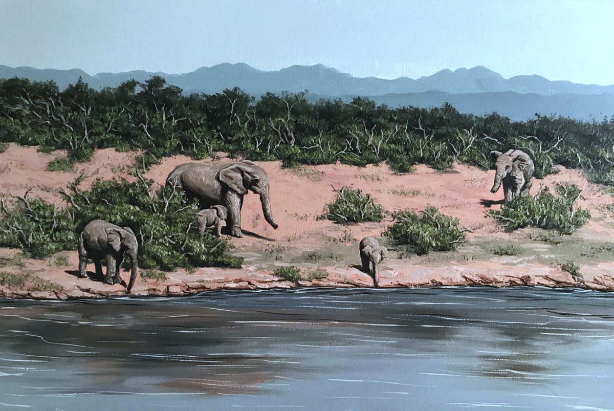 African Elephants by Elena Dmitrenko
