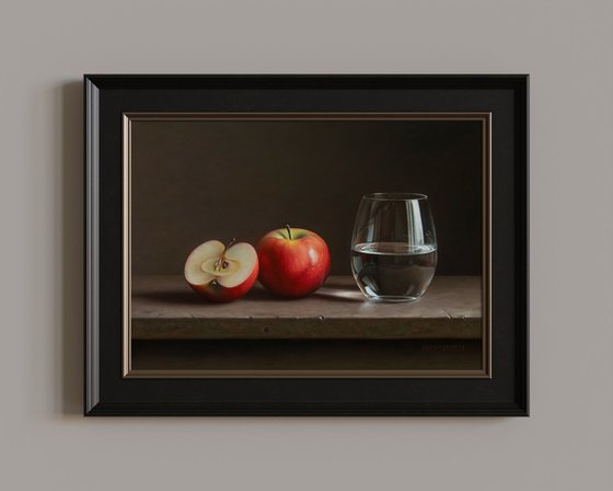 Apples with a glass